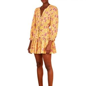 Farm Rio Banana Sunshine Floral Dress Size Large Bin 301
